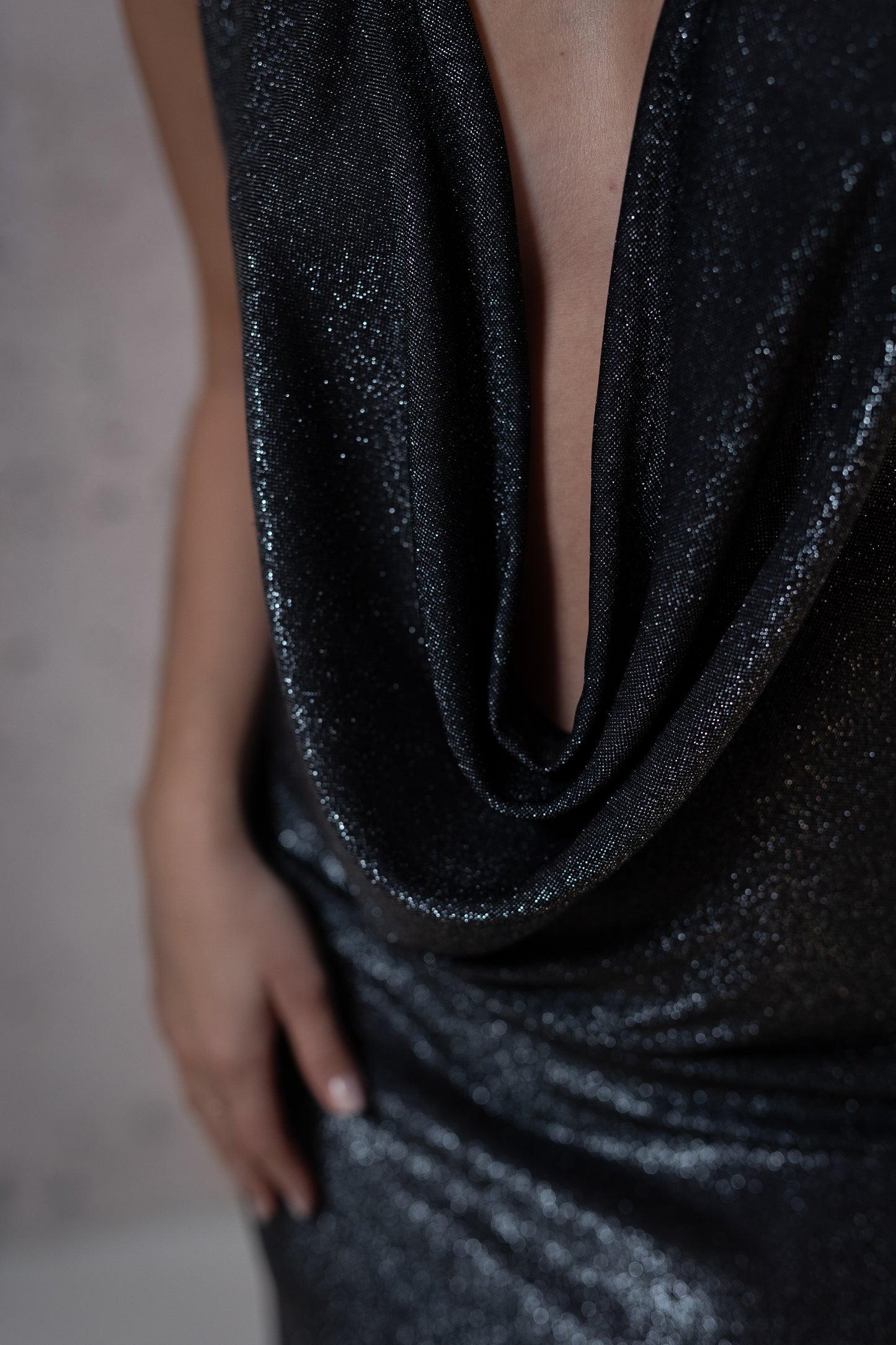 DRAPED SPARKLING DRESS / SILVER