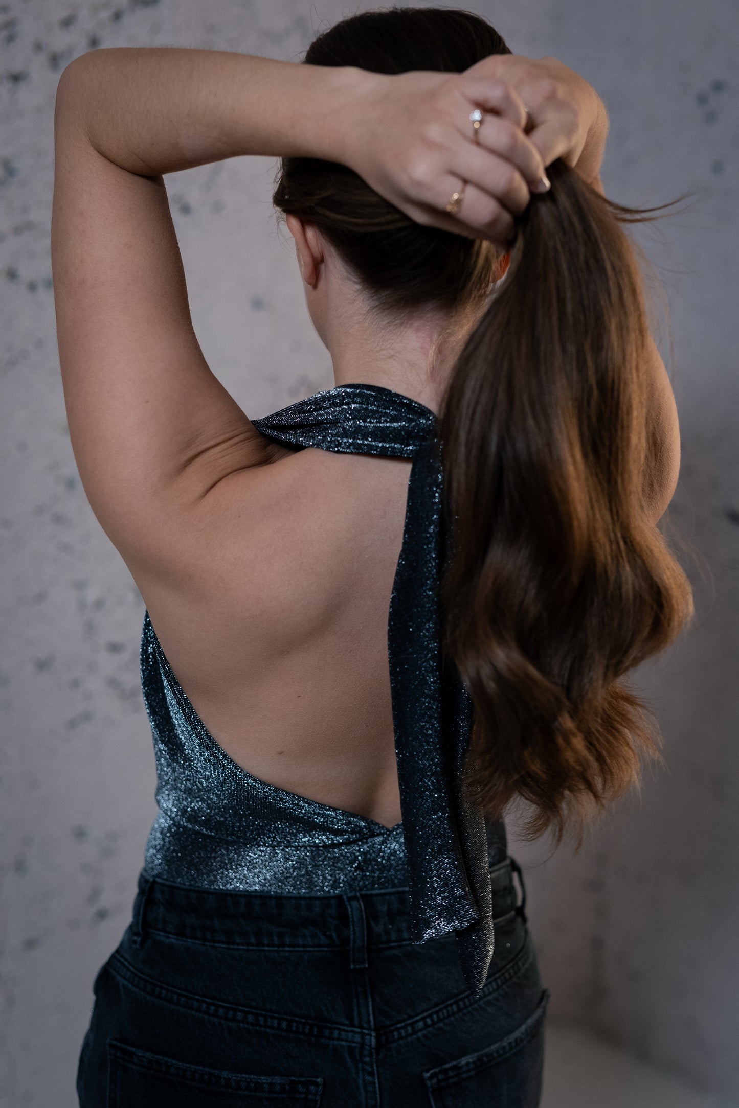 DRAPED SPARKLING TOP / SILVER