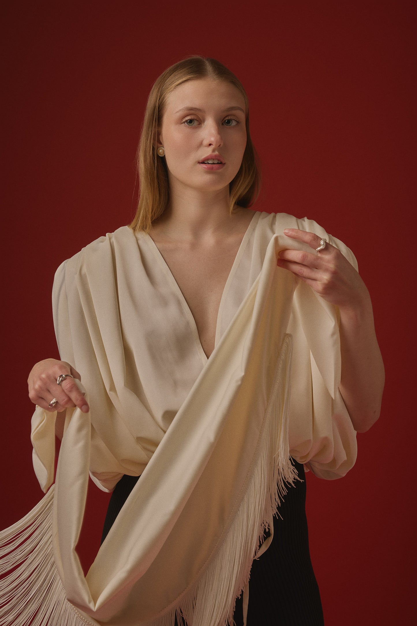 FRINGE SCARF / OFF WHITE