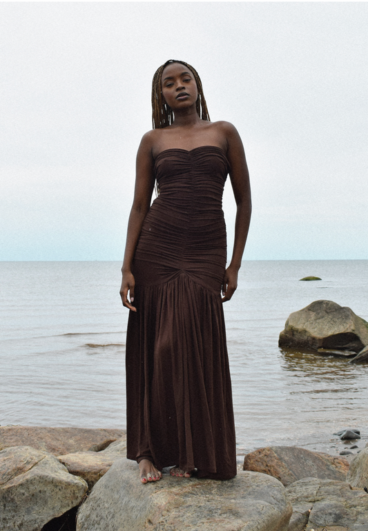 ALVA DRESS / MÖRKBRUN