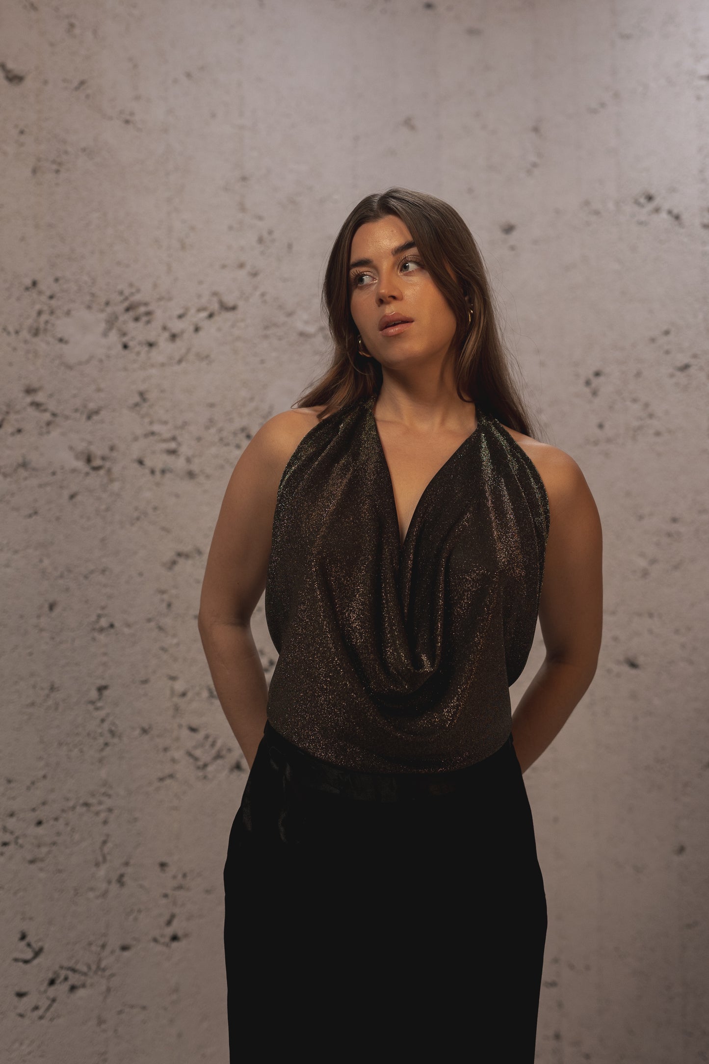 DRAPED SPARKLING TOP / GOLD