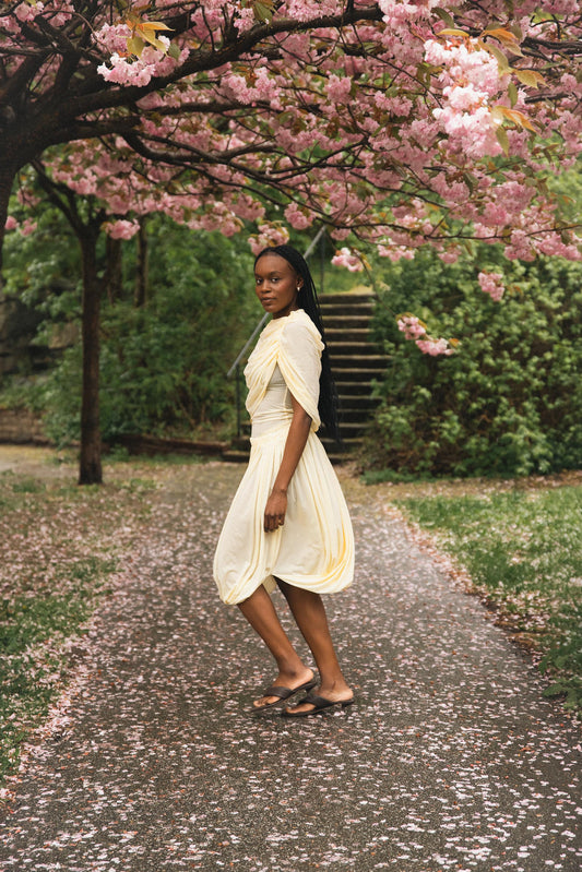 AVA TWISTED SKIRT / BUTTER YELLOW