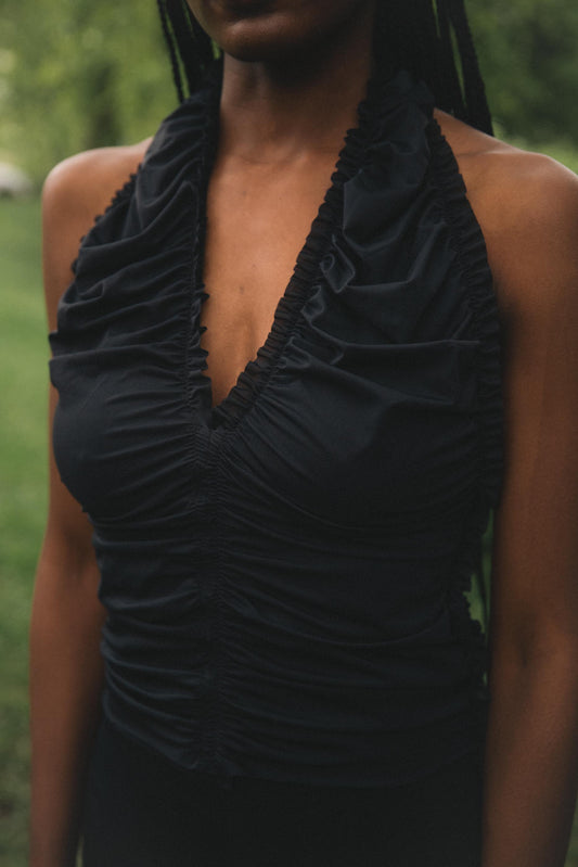 DANI DRAPED TOP / BLACK