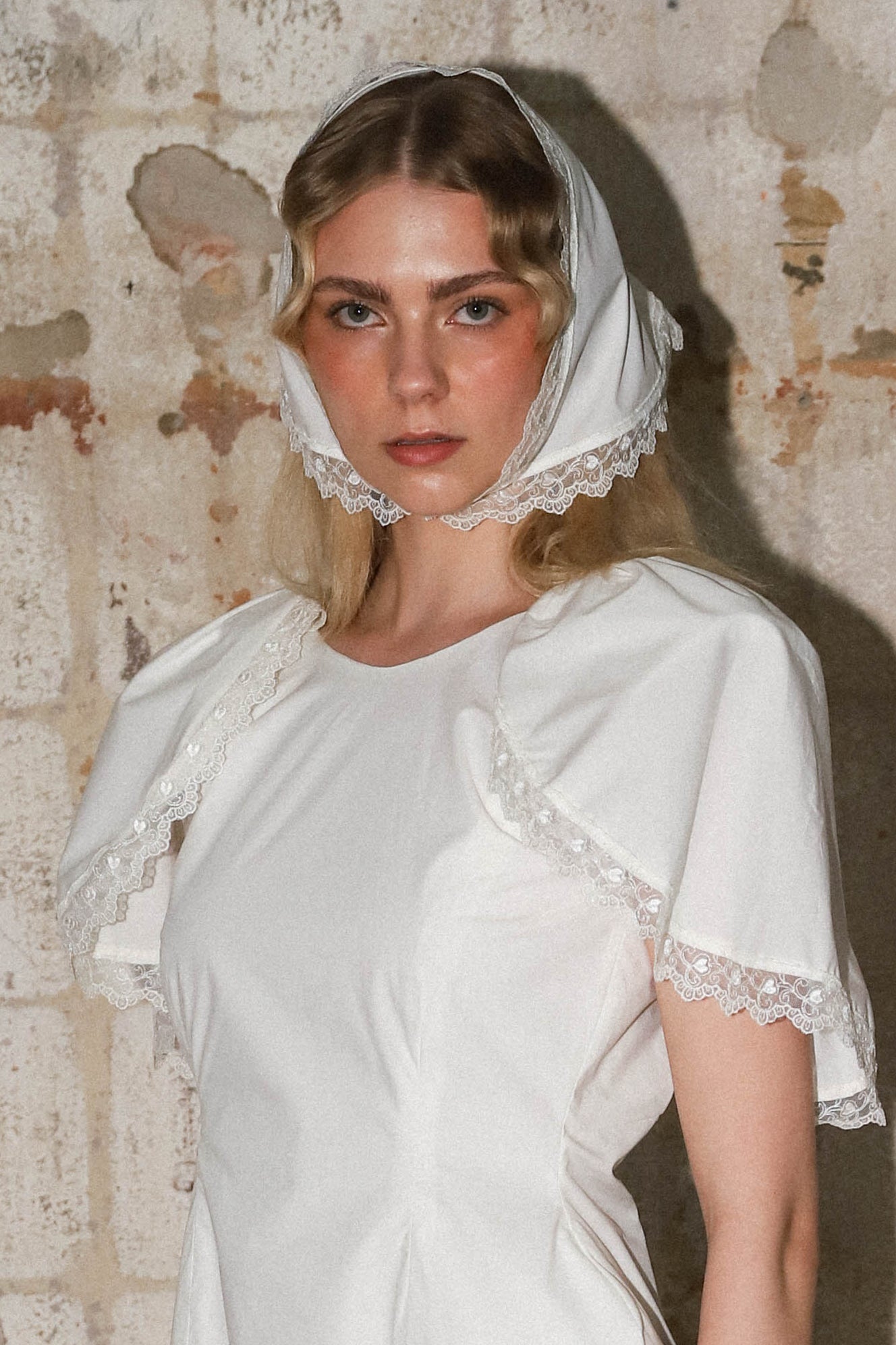LACE SCARF COTTON MINI / OFF WHITE