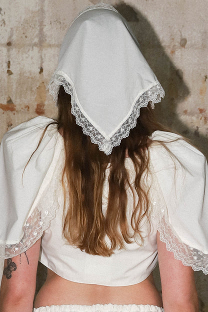 LACE SCARF COTTON MINI / OFF WHITE