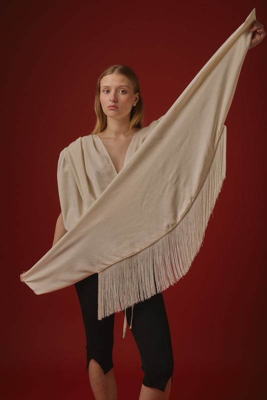 FRINGE SCARF / OFF WHITE